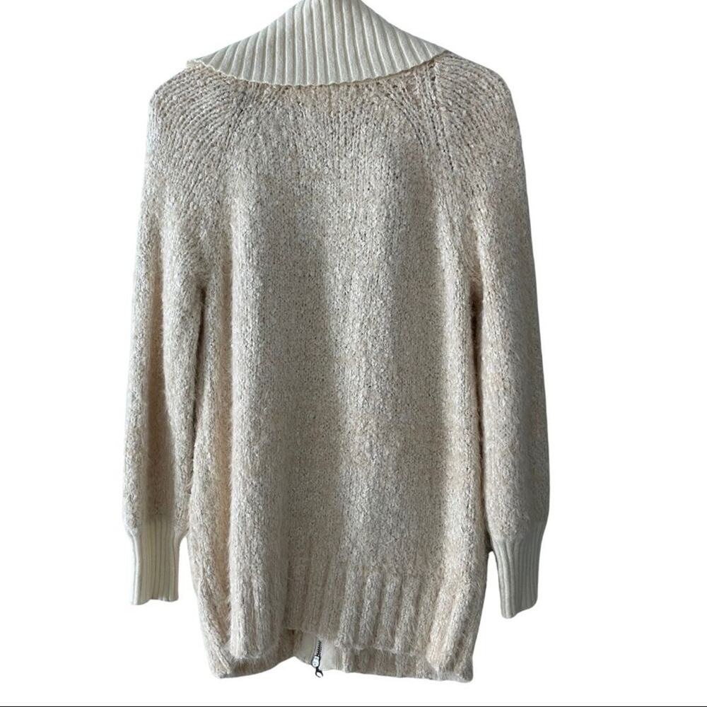Anthropologie Furry Knit Zip Cardigan Sweater Jacket Ivory Small - Picture 8 of 8